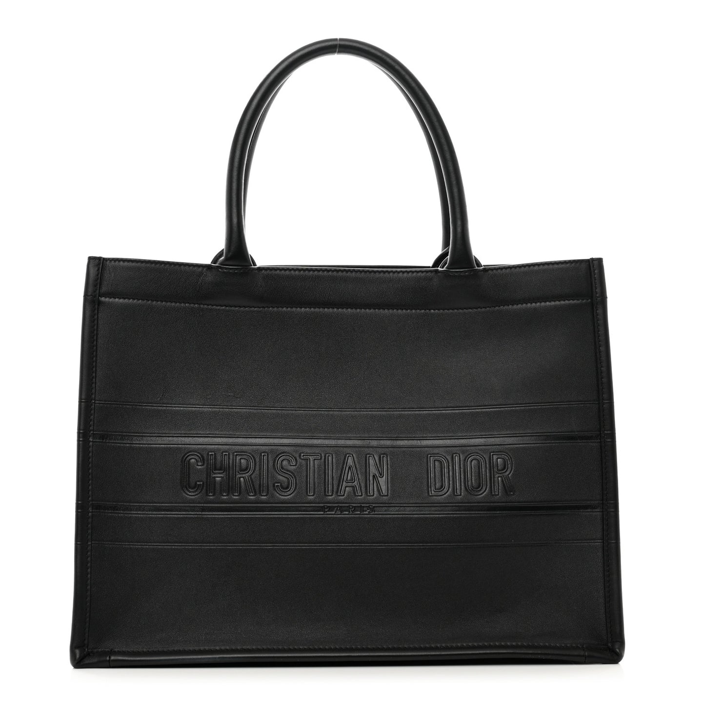 Calfskin Embossed Medium Book Tote Black