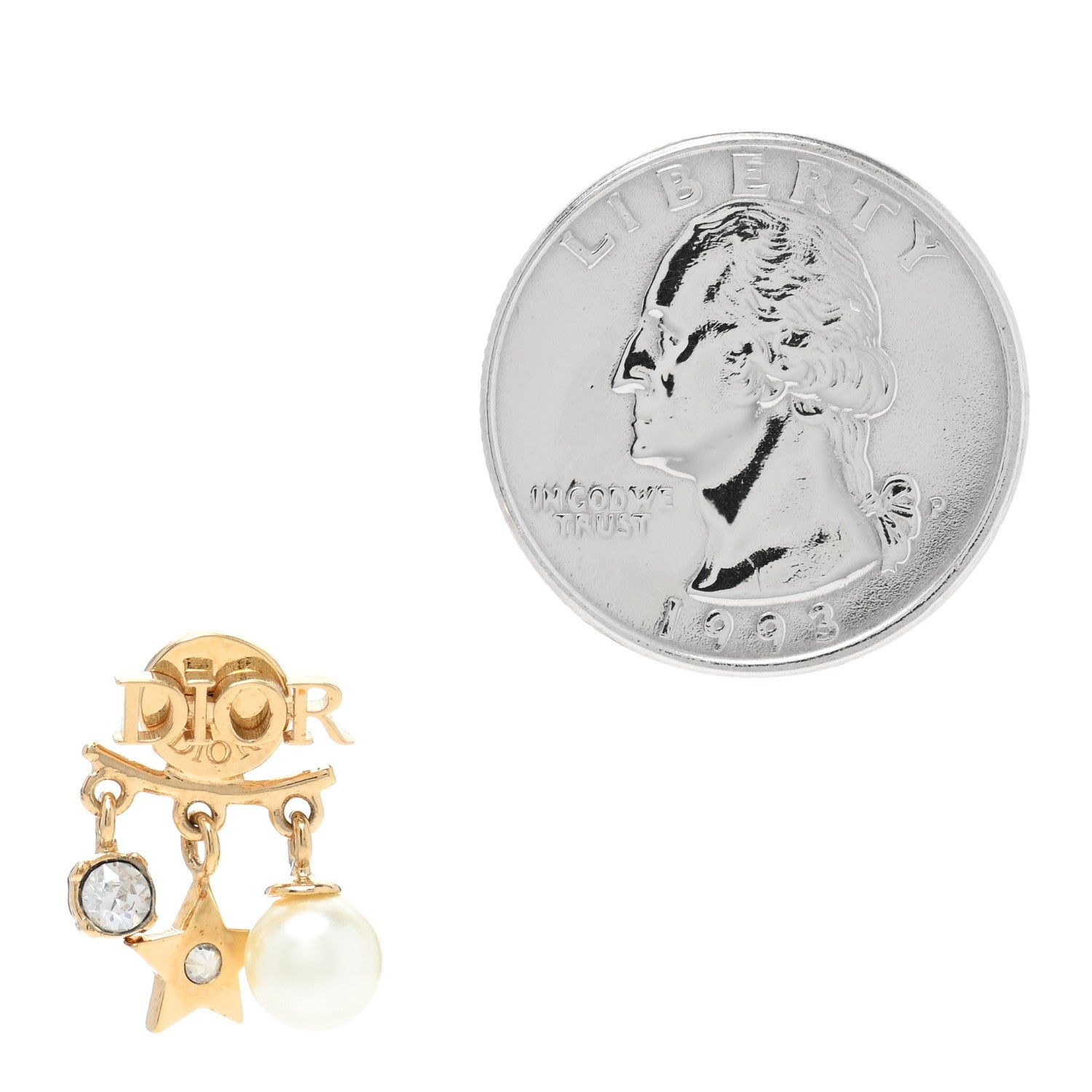 Christian Dior Pearl Crystal Dio(R)evolution Earring Aged Gold 2 of 4