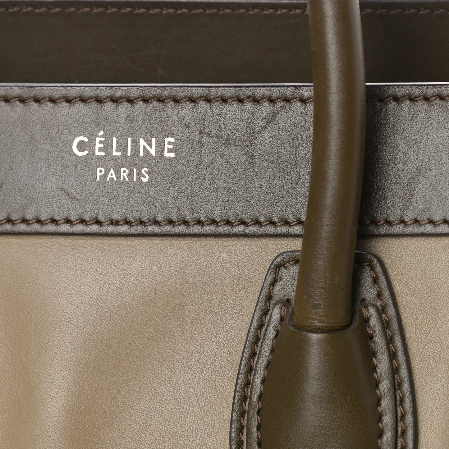 Smooth Calfskin Nano Tri-Color Luggage Khaki