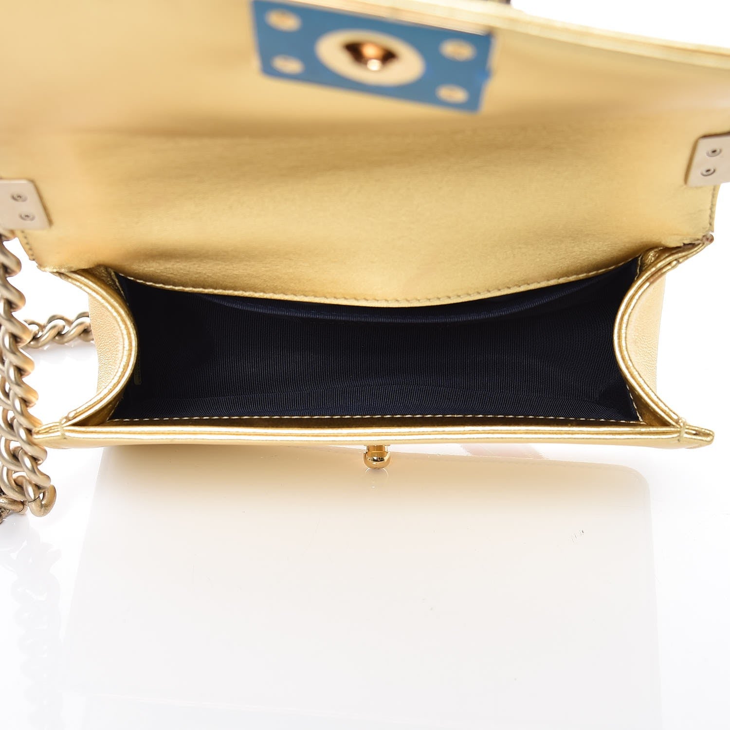 Chanel Metallic Lambskin Embossed Small Cube Boy Flap Gold 5 of 15