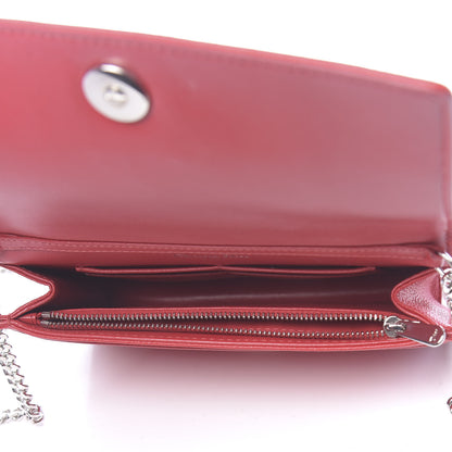 Christian Dior Grained Calfskin Diorama Wallet on Chain Pouch Rouge Vif 5 of 13