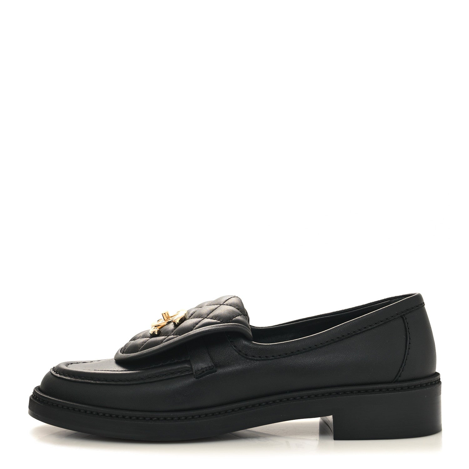 Chanel Lambskin Quilted CC Turnlock Loafers 37.5 Black 1 of 9