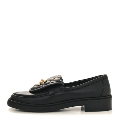 Chanel Lambskin Quilted CC Turnlock Loafers 37.5 Black 1 of 9