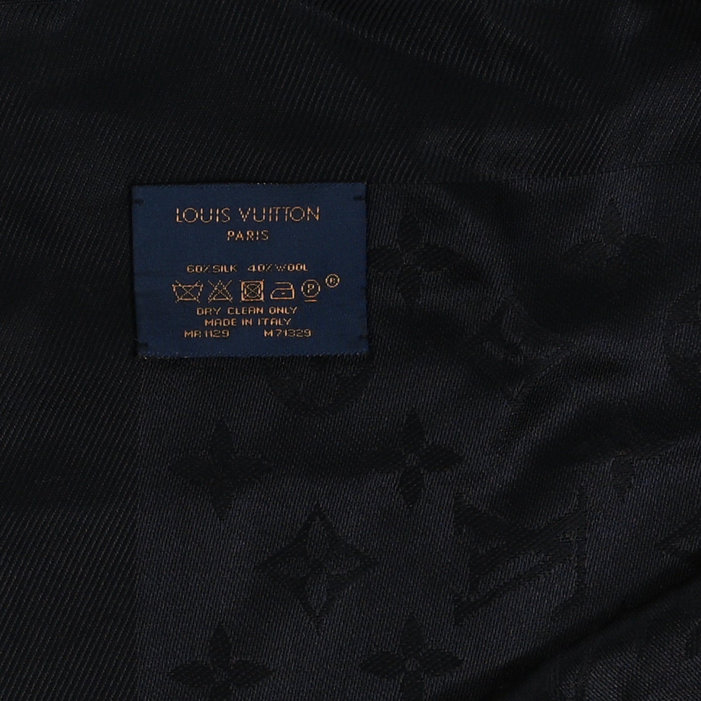 Silk Wool Monogram Shawl Black