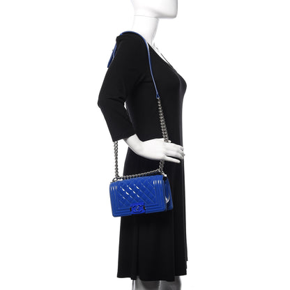 Chanel Patent Calfskin Quilted Small Plexiglass Boy Flap Blue 2 of 15