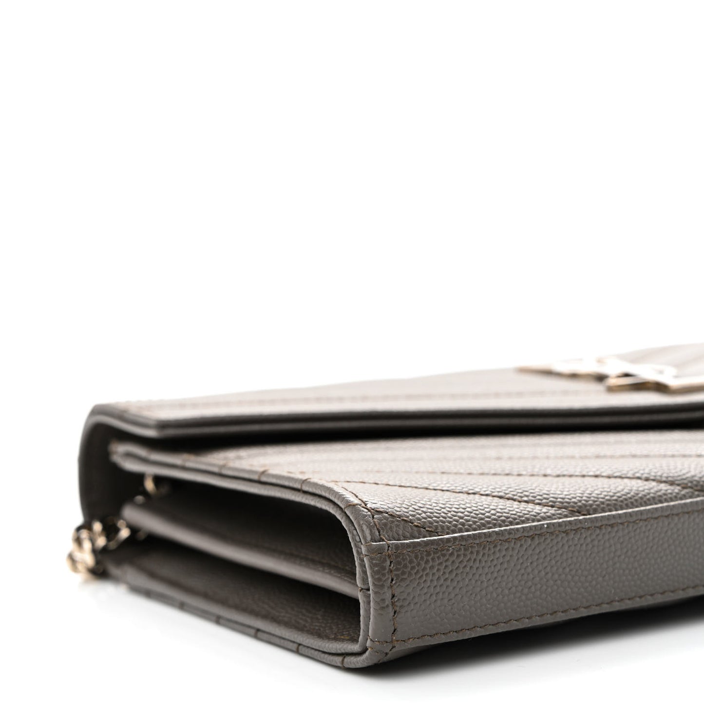 Grain De Poudre Matelasse Chevron Monogram Chain Wallet Fog