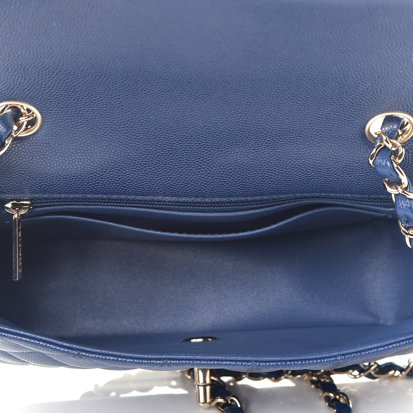 Caviar Quilted Mini Rectangular Flap Blue
