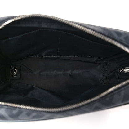 Fendi Glazed Fabric Vitello Brush FF 1974 Toiletry Case Black 5 of 9