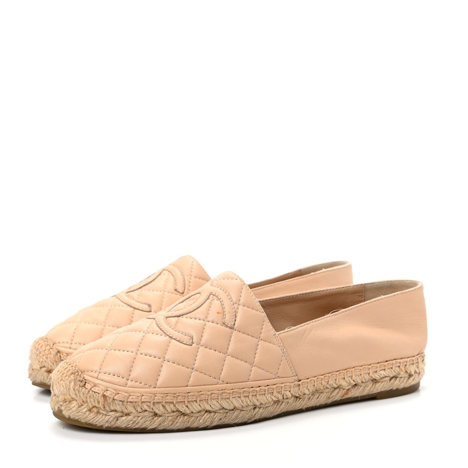 Chanel Lambskin Quilted CC Espadrilles 39 Beige 3 of 12