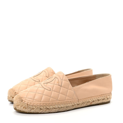 Chanel Lambskin Quilted CC Espadrilles 39 Beige 3 of 12