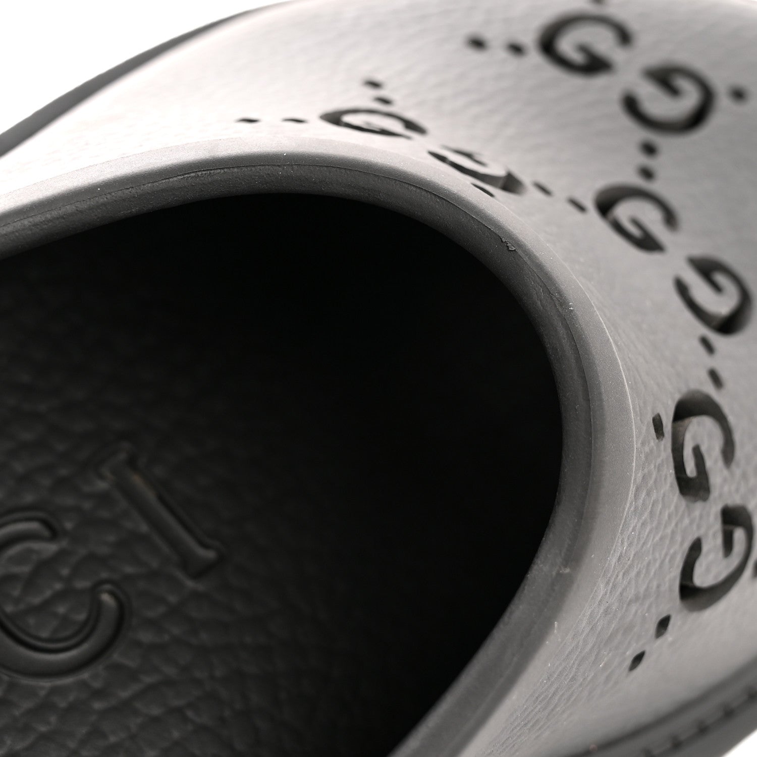 Gucci Rubber GG Monogram Perforated Elea Platform 55mm Lug Sole Sandals 36 Black 12 of 13