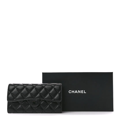 Chanel Lambskin Quilted Large Gusset Flap Wallet So Black 15 of 15