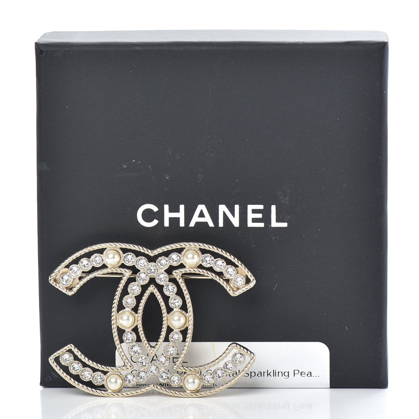 Pearl Crystal Sparkling Pearls CC Brooch Gold