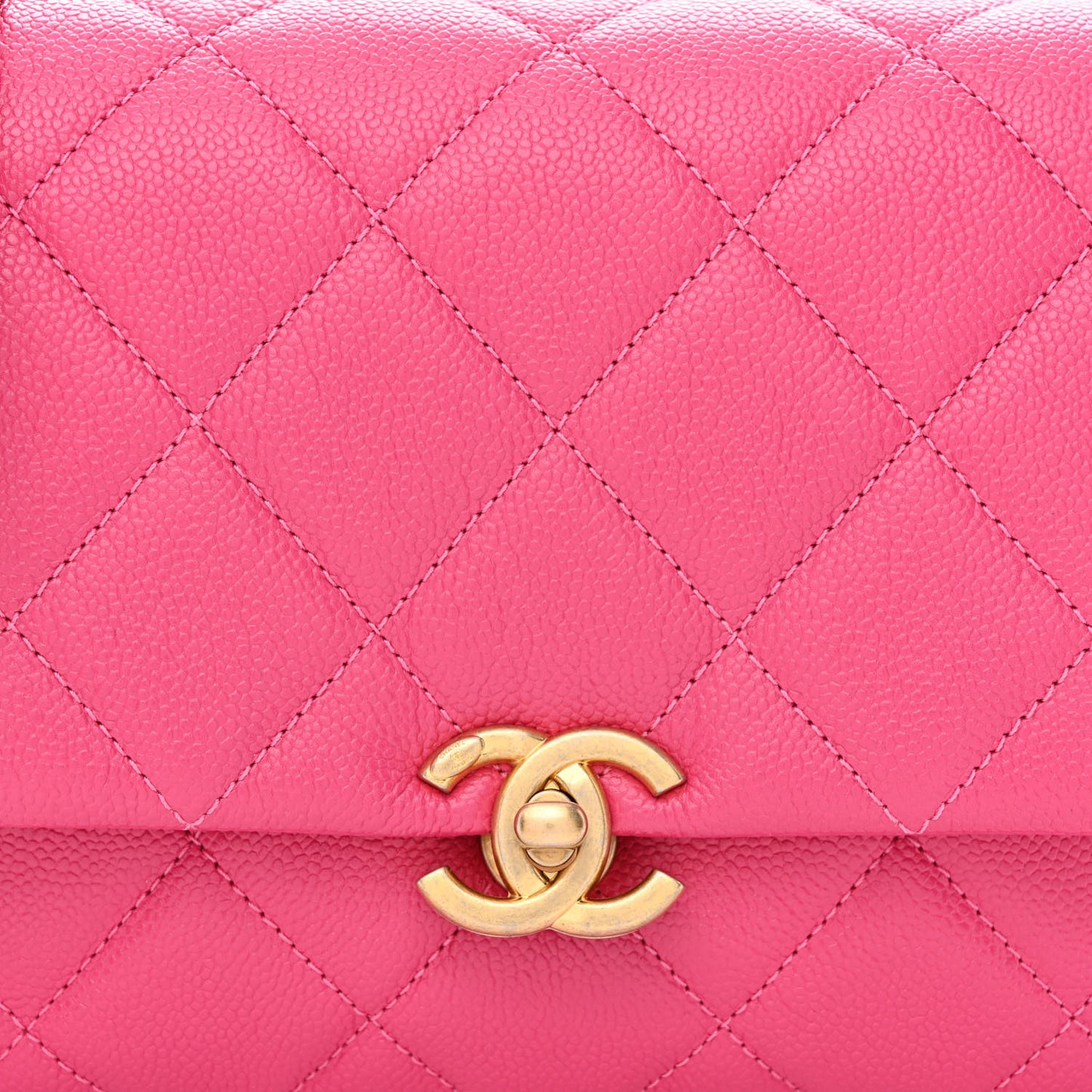 Shiny Caviar Quilted Small Chain Melody Flap Dark Pink