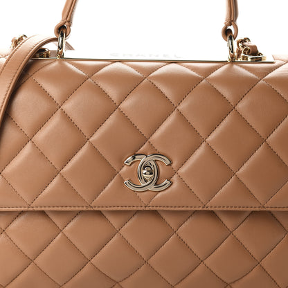 Chanel Lambskin Quilted Medium Trendy CC Flap Dual Handle Bag Light Brown 9 of 10