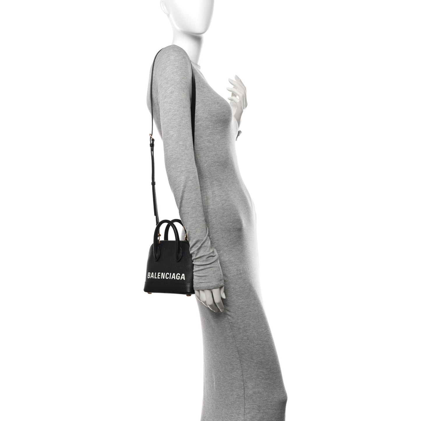Signature Grained Calfskin XXS Ville Top Handle Bag Black White