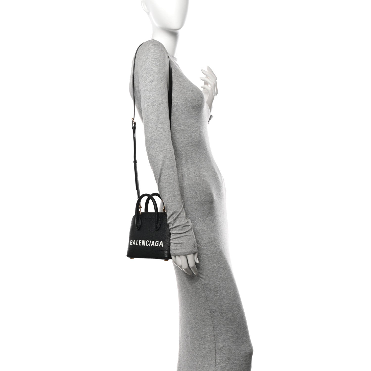 Balenciaga Signature Grained Calfskin XXS Ville Top Handle Bag Black White 2 of 14