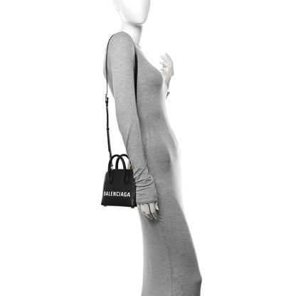 Balenciaga Signature Grained Calfskin XXS Ville Top Handle Bag Black White 2 of 14