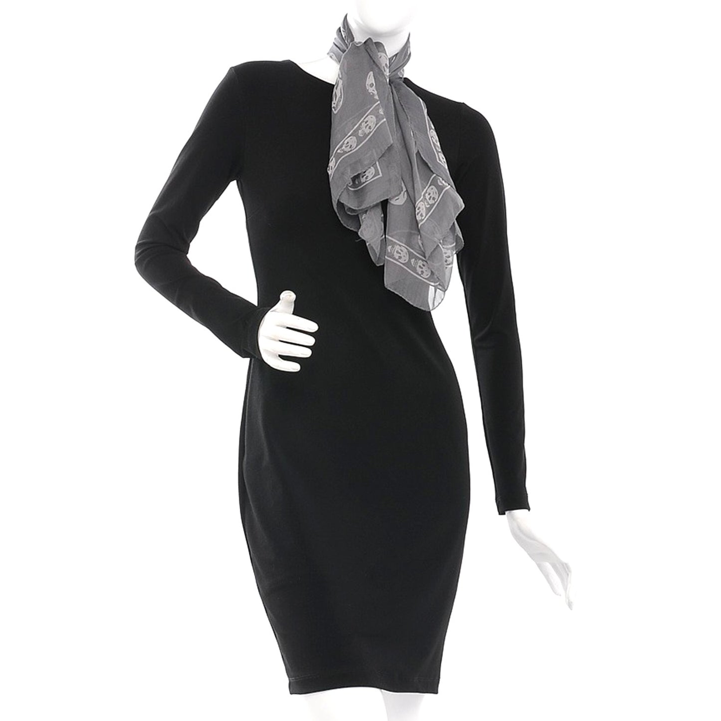 Silk Chiffon Skull Scarf Dark Grey