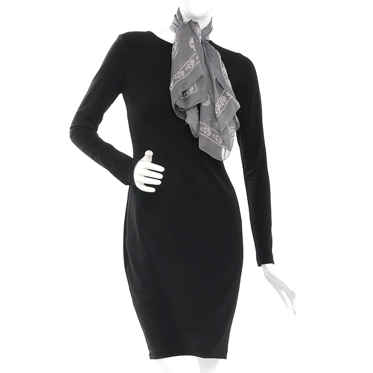 Alexander McQueen Silk Chiffon Skull Scarf Dark Grey 2 of 6