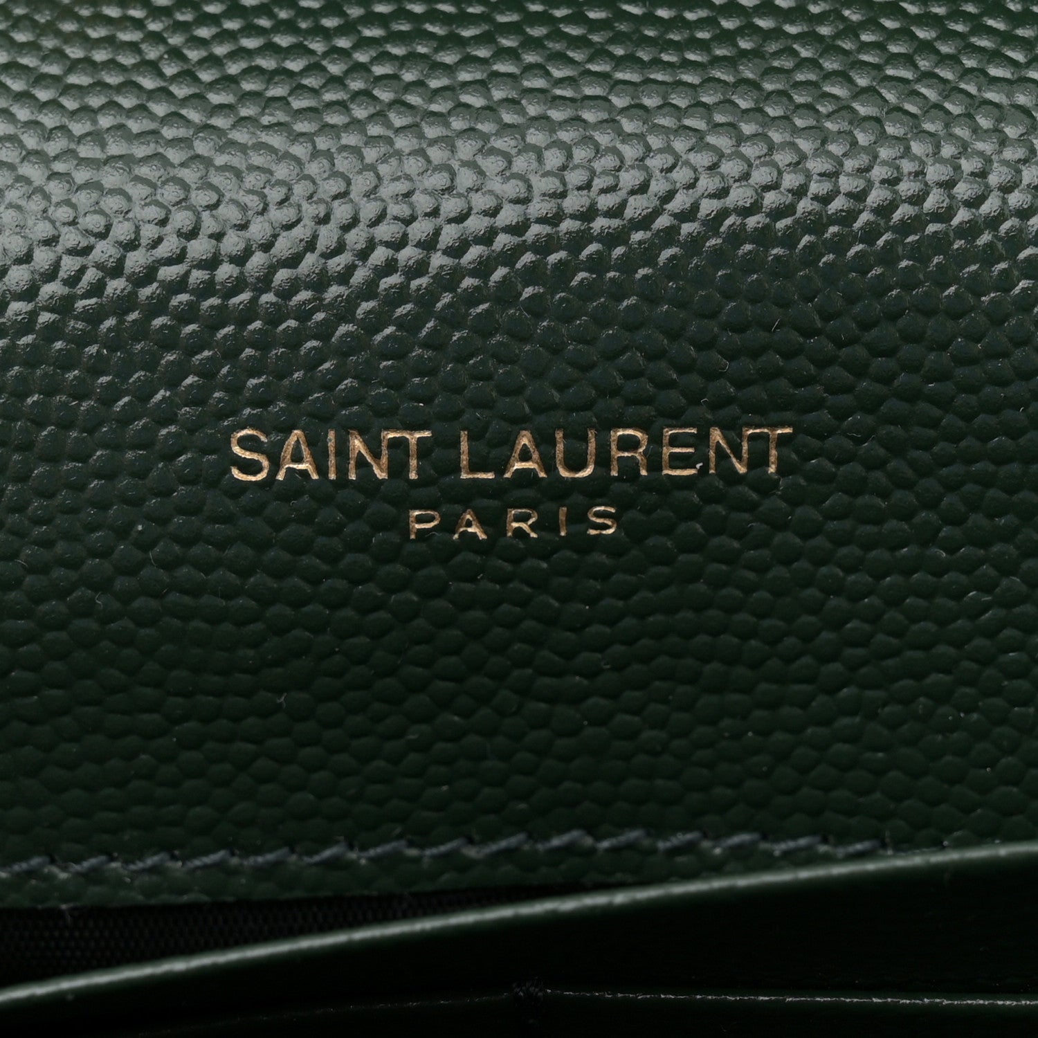 Saint Laurent Grain De Poudre Matelasse Chevron Monogram Chain Wallet Vert Fonce 6 of 12