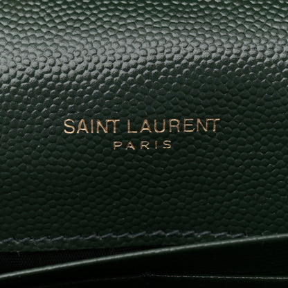 Saint Laurent Grain De Poudre Matelasse Chevron Monogram Chain Wallet Vert Fonce 6 of 12