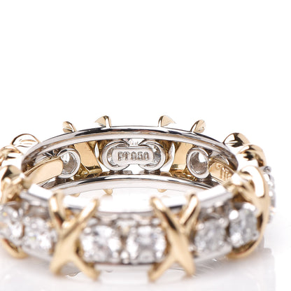 Tiffany 18K Yellow Gold Platinum Diamond Schlumberger Sixteen Stone Ring 51 5.75 5 of 5