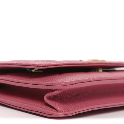 Chanel Caviar Quilted Textured CC Wallet On Chain WOC Pink 10 of 12