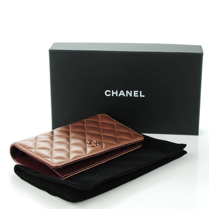 Chanel Iridescent Goatskin Quilted Yen Wallet Copper 4 of 8
