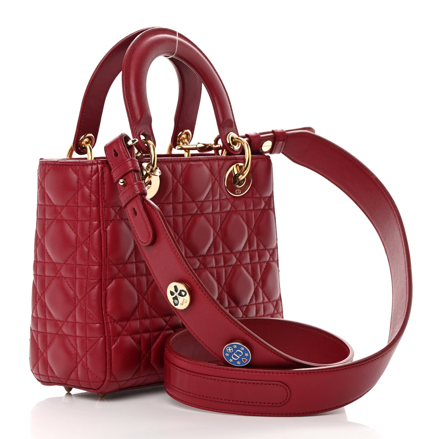 Christian Dior Lambskin Cannage Small Lucky Badges My Lady Dior Red 4 of 17