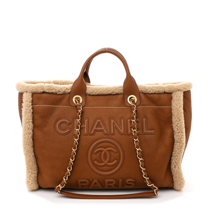 Chanel Lambskin Shearling Medium Deauville Tote Brown 1 of 12