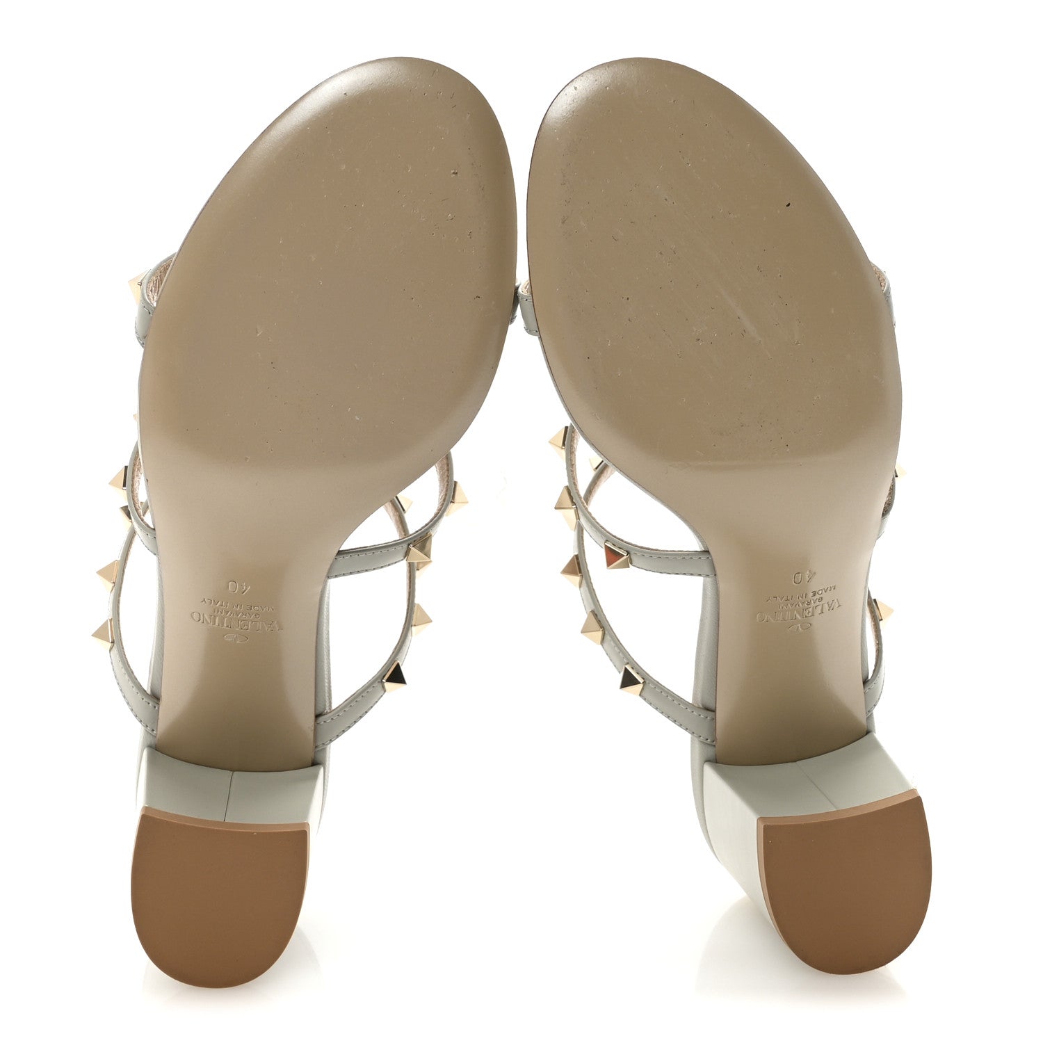 Valentino Garavani Calfskin Rockstud 60mm Caged Slide Sandals 40 Opal Grey 6 of 10