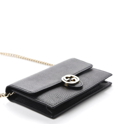 Gucci Dollar Calfskin Interlocking G Chain Wallet Black 4 of 11