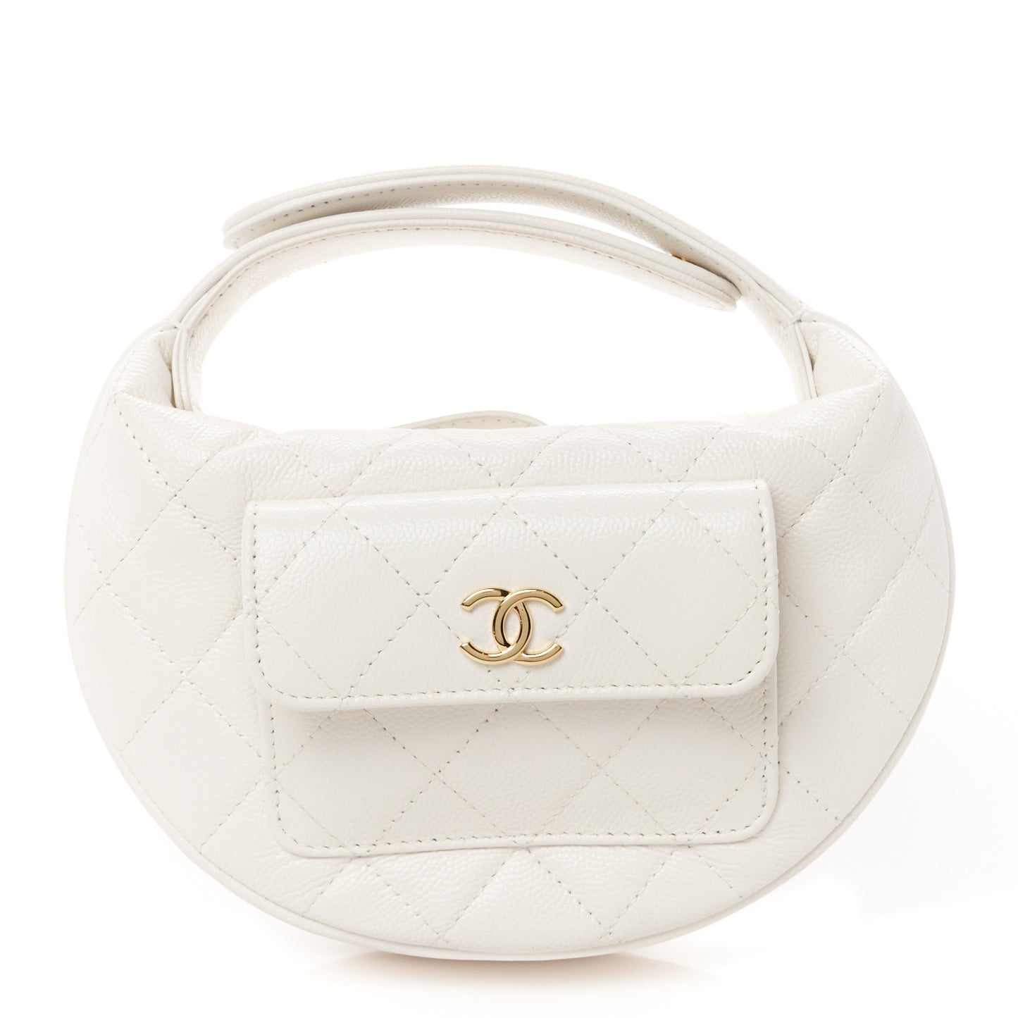 Caviar Quilted Polly Pocket Pouch Hobo White