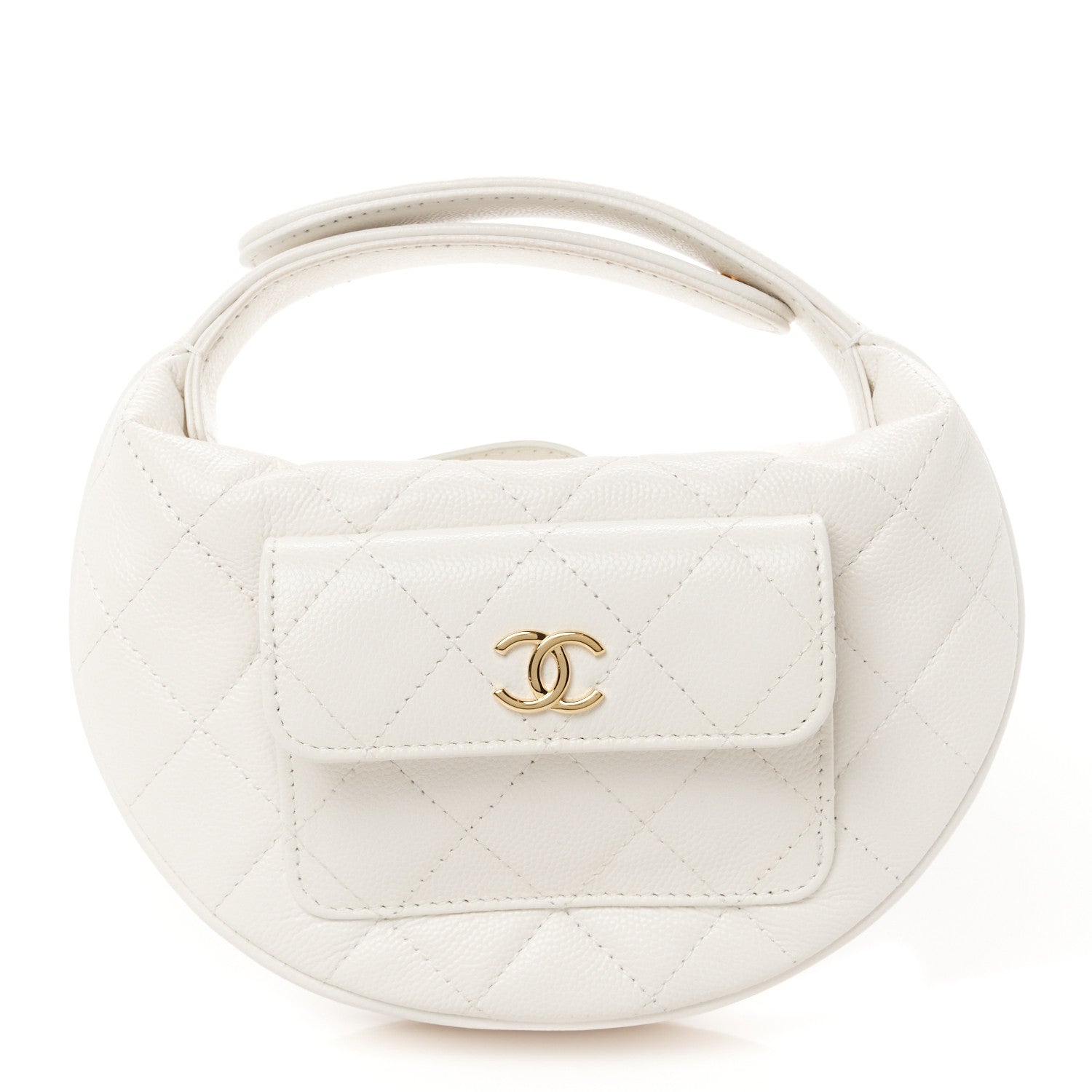 Chanel Caviar Quilted Polly Pocket Pouch Hobo White 1 of 11