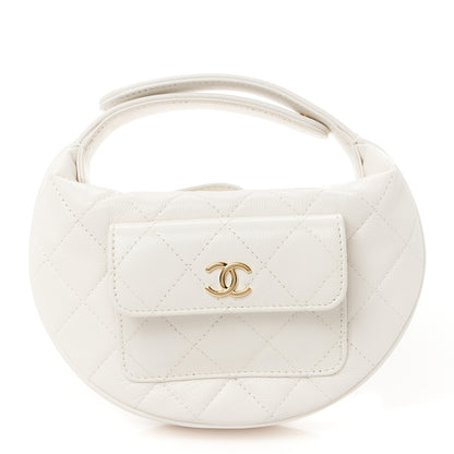 Chanel Caviar Quilted Polly Pocket Pouch Hobo White 1 of 11