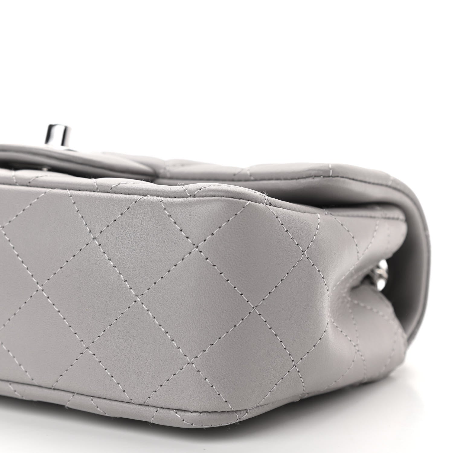 Chanel Lambskin Quilted Mini Rectangular Flap Grey 10 of 11