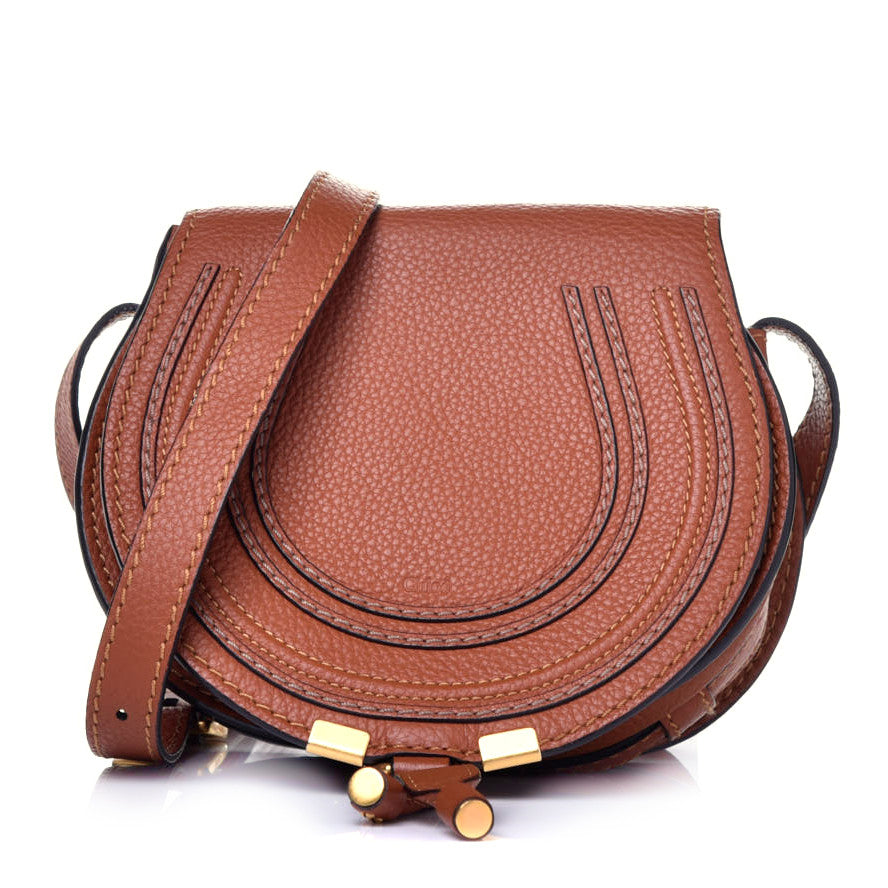 Calfskin Mini Marcie Round Crossbody Bag Tan