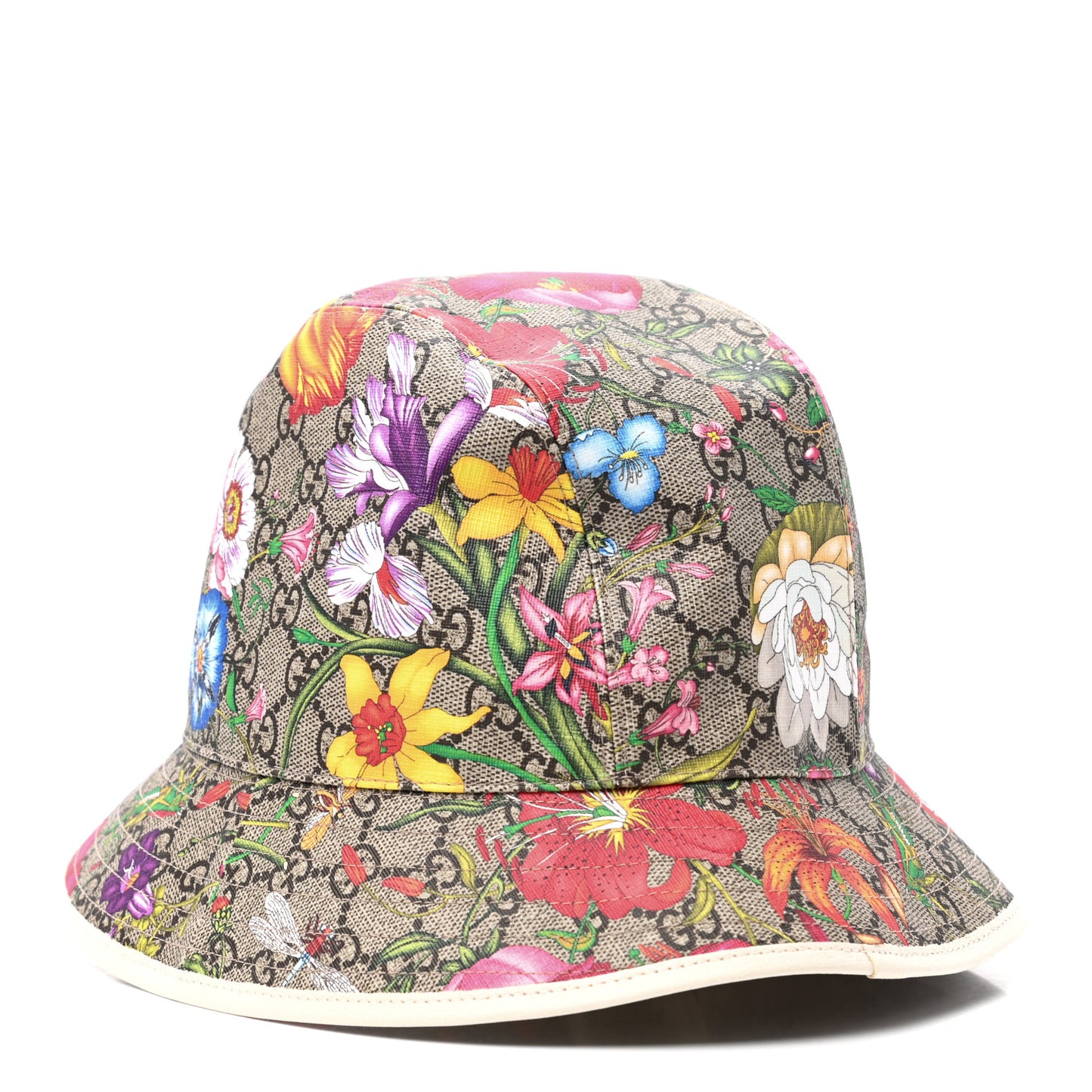 GG Supreme Monogram Flora Fedora Hat M White