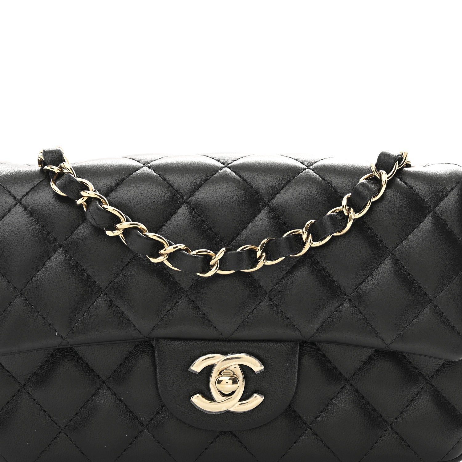 CHANELレディース Chanel Lambskin Quilted Mini Rectangular Flap Black 1855823