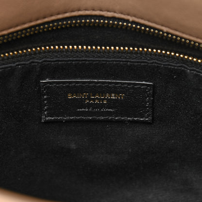 Saint Laurent Lambskin Quilted Medium Loulou Puffer Monogram Chain Satchel Dark Beige 6 of 11