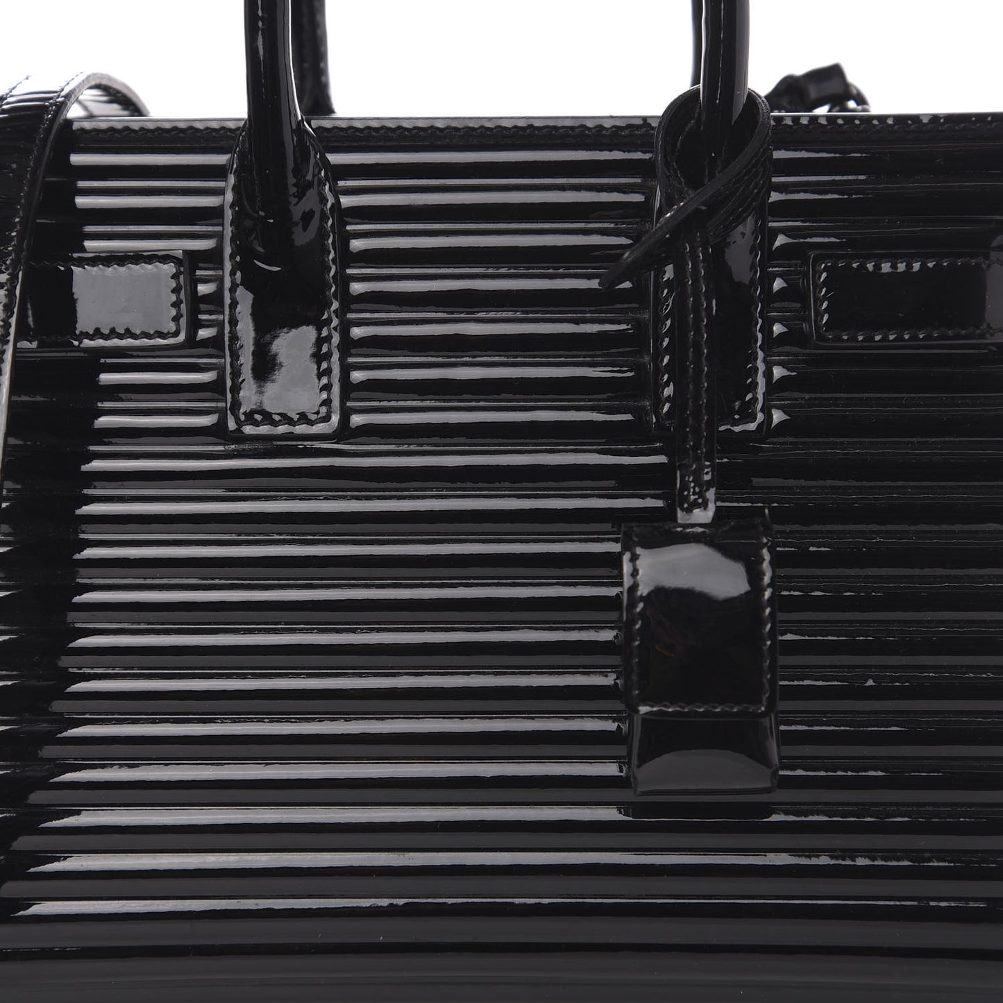 Ribbed Patent Calfskin Nano Sac De Jour Black