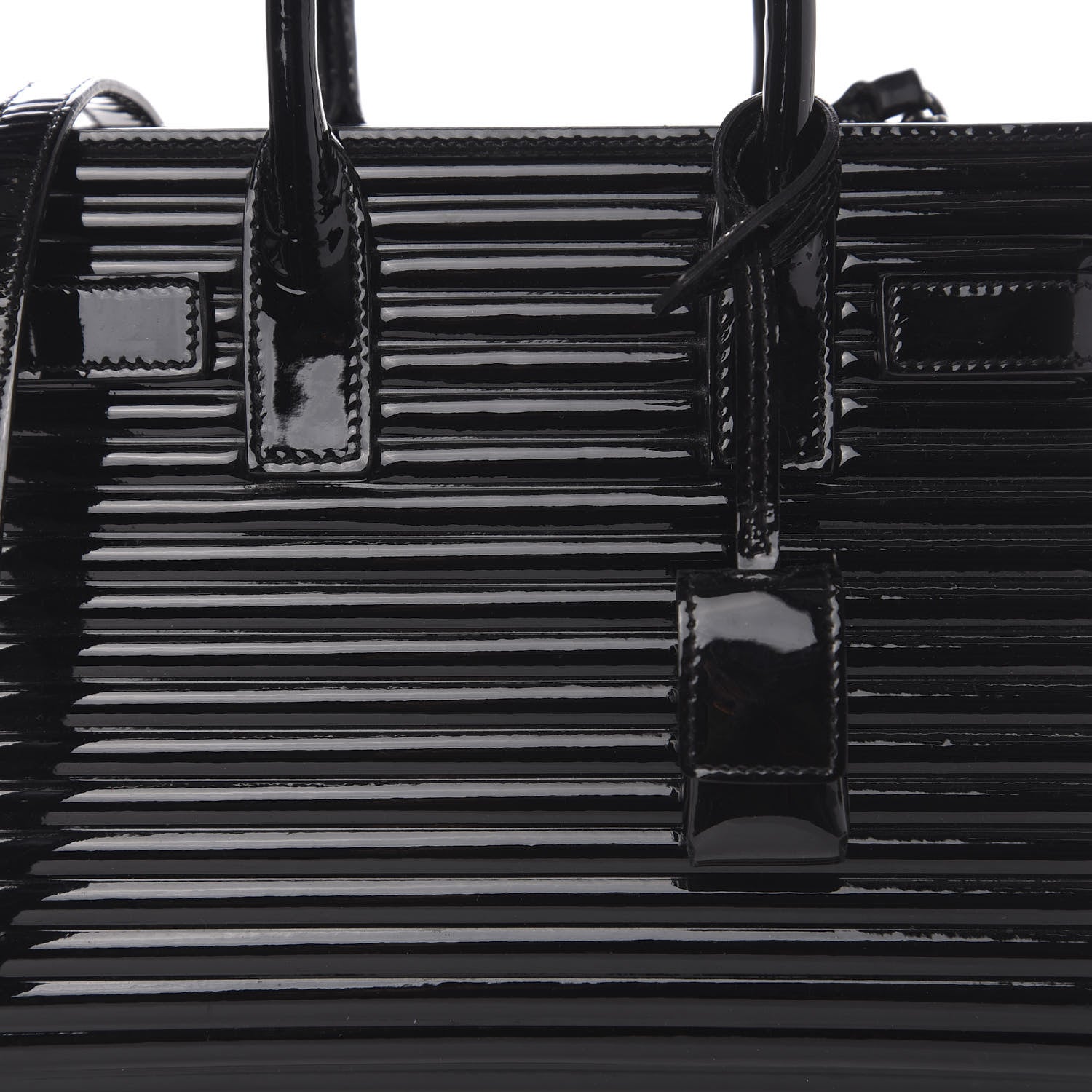 Saint Laurent Ribbed Patent Calfskin Nano Sac De Jour Black 9 of 9