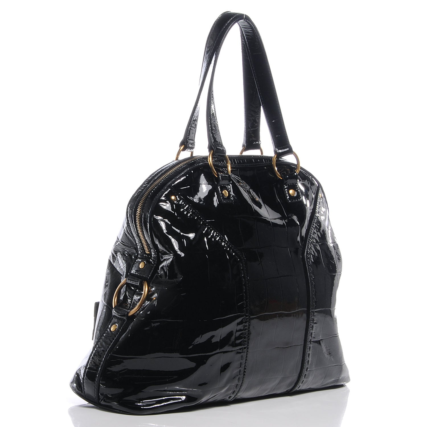 Saint Laurent Patent Croc Oversized Muse Black 3 of 14