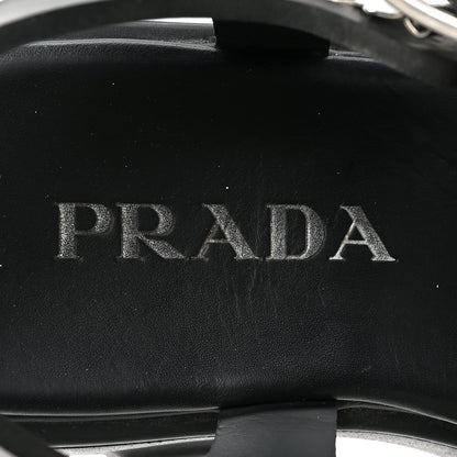 Prada Foam Rubber Triangle Logo Monolith 55mm Cage Sandals 38 Black 7 of 13