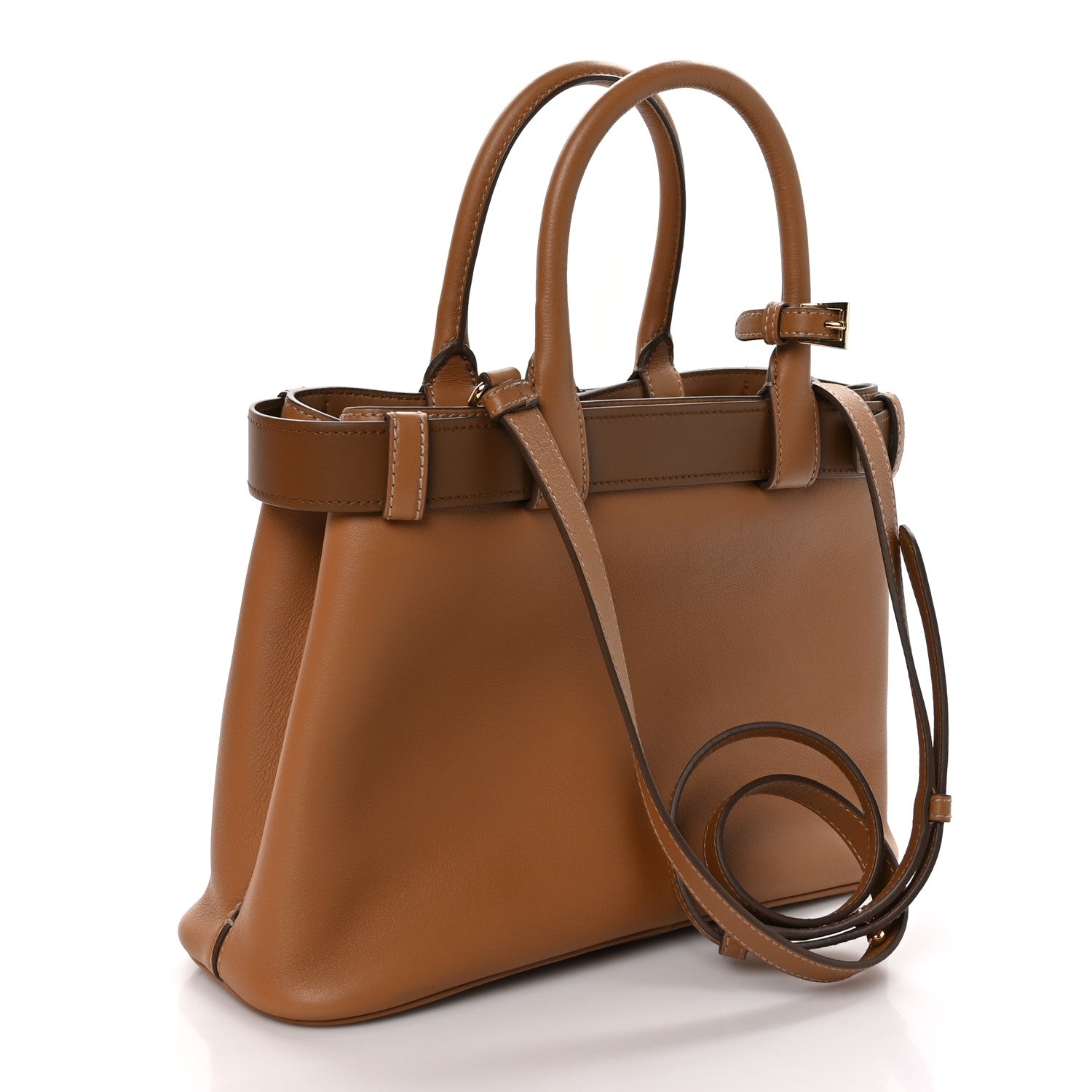 Prada Soft Grained Calfskin Vitello Daino Small Buckle Bag Caramello 3 of 11