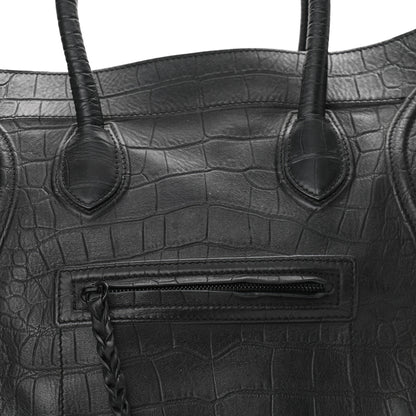Celine Crocodile Embossed Calfskin Large Phantom Luggage Black 6 of 8