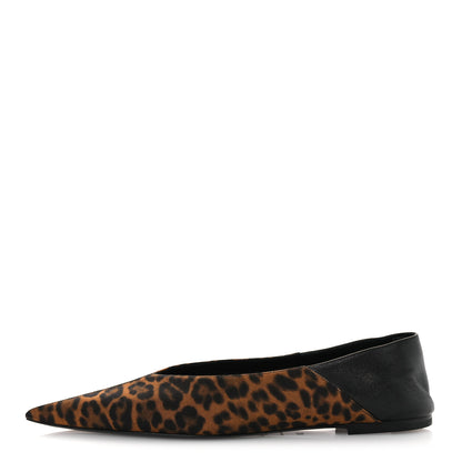Saint Laurent Grosgrain Lambskin Leopard Print Nour Flat Slippers 38 Manto Naturale Black 1 of 11