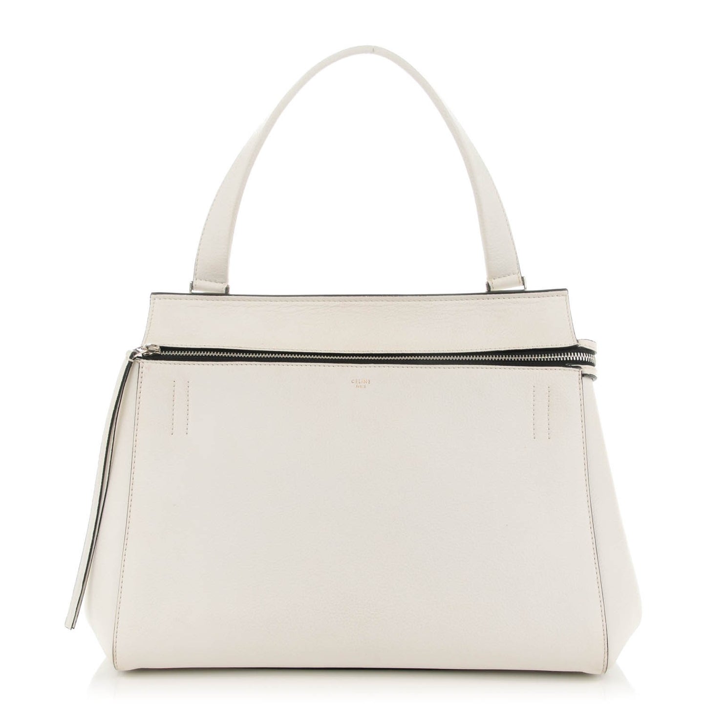 Grained Calfskin Medium Edge Shoulder Bag White