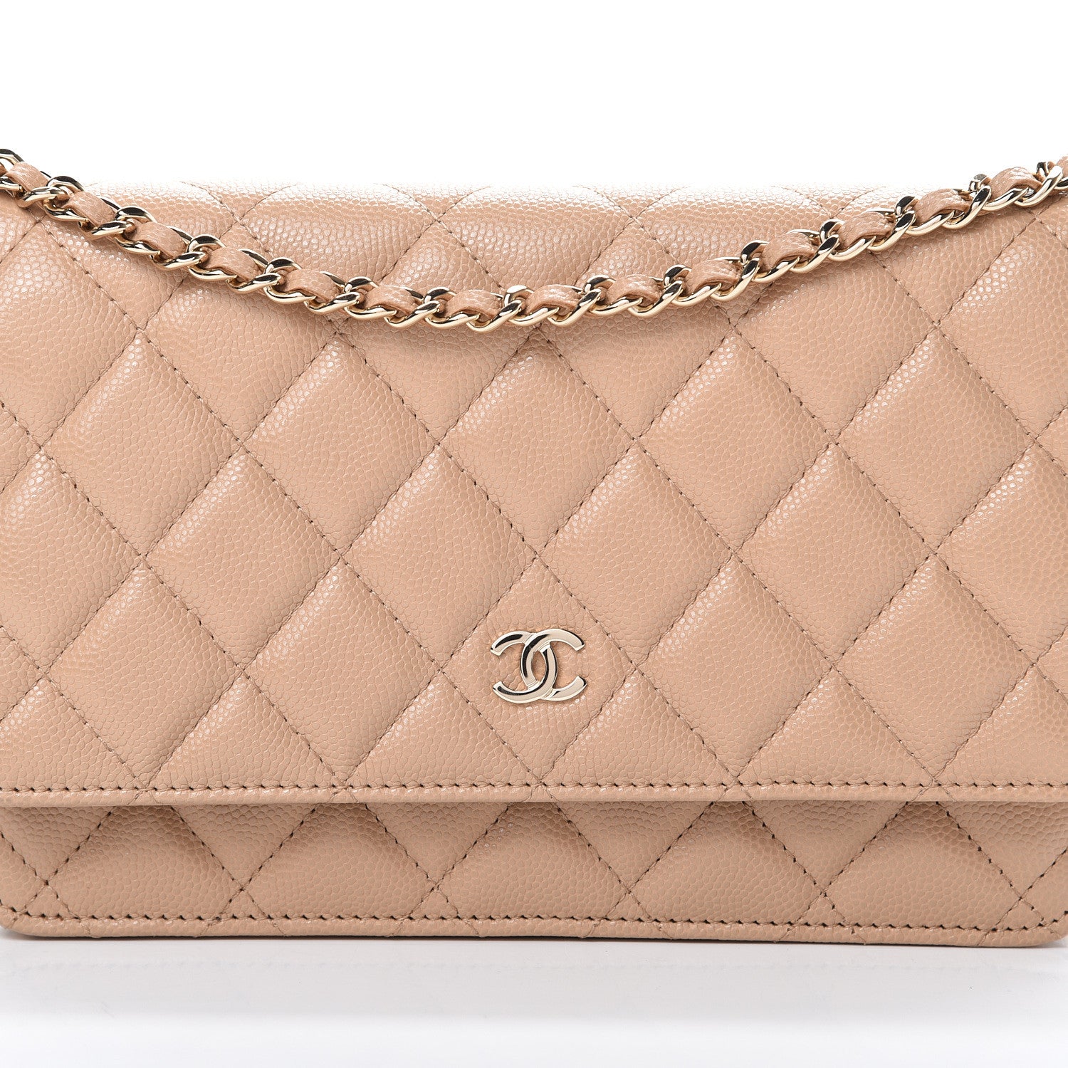 Chanel Caviar Quilted Wallet On Chain WOC Beige 8 of 11
